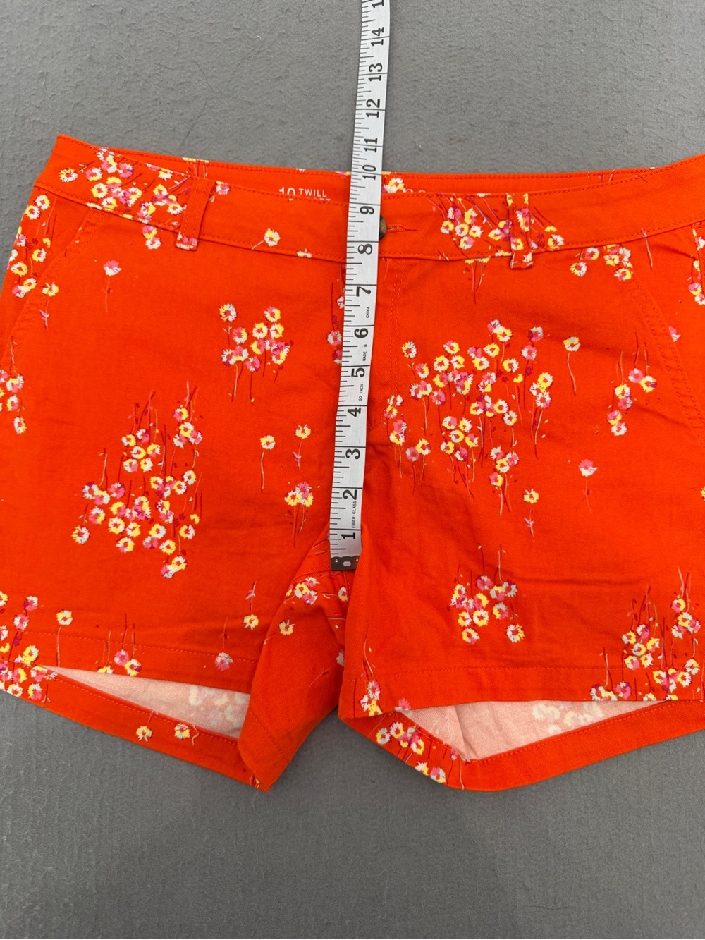 Women’s a.n.a A New Approach Shorts Size 10 Orange Floral Twill Mid Rise - Picture 4 of 5